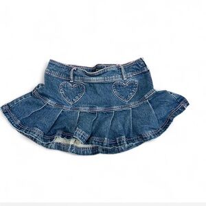Denim Mini Skirt with Heart Details